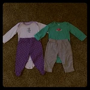 2 long sleeve and pants outfits by Carter's